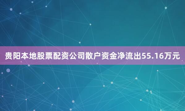 贵阳本地股票配资公司散户资金净流出55.16万元